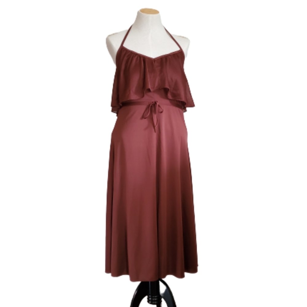 Vintage 1970's brown ruffle disco dress
